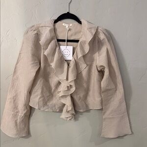 BaeVely Ruffled Beige Blouse- Size Small